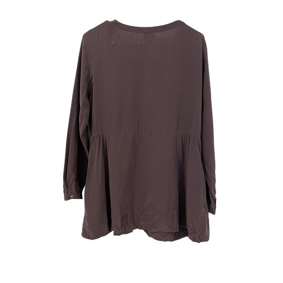 J Jill Women Size S Petite Tunic Blouse 100% Silk Dusty Purple Pockets Buttons - Picture 2 of 8